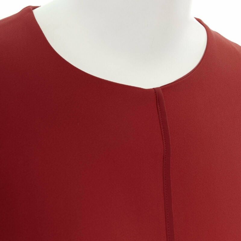 Victoria Beckham VVB VICTORIA BECKHAM red crepe navy pleated cuff long sleeves dress UK10 M Size M / US 6-8 / IT 42-44 - 7 Thumbnail