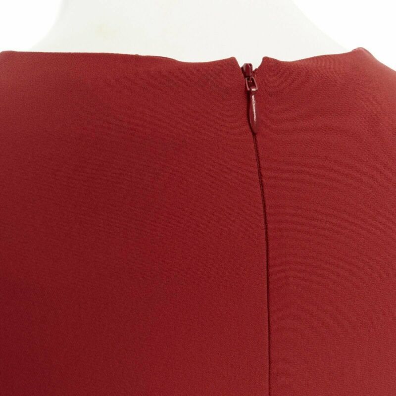 Victoria Beckham VVB VICTORIA BECKHAM red crepe navy pleated cuff long sleeves dress UK10 M Size M / US 6-8 / IT 42-44 - 8 Thumbnail