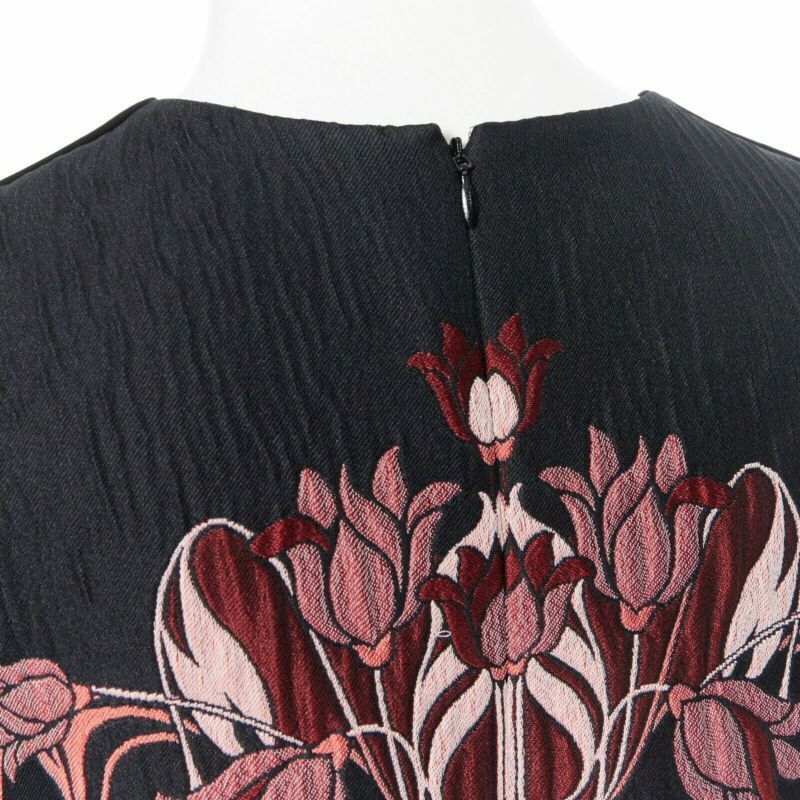 Giambattista Valli GIAMBA GIAMBATTISTA VALLI black red floral loque semi sheer sleeves dress XXS Size XXS / US 00 / IT 34 - 8 Thumbnail