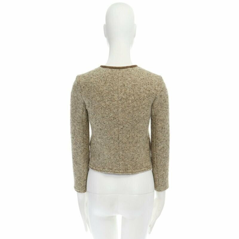 Isabel Marant ISABEL MARANT Kios brown virgin wool boucle suede trimmed twist lock jacket FR36 Size S / US 4 / IT 40 - 6 Thumbnail