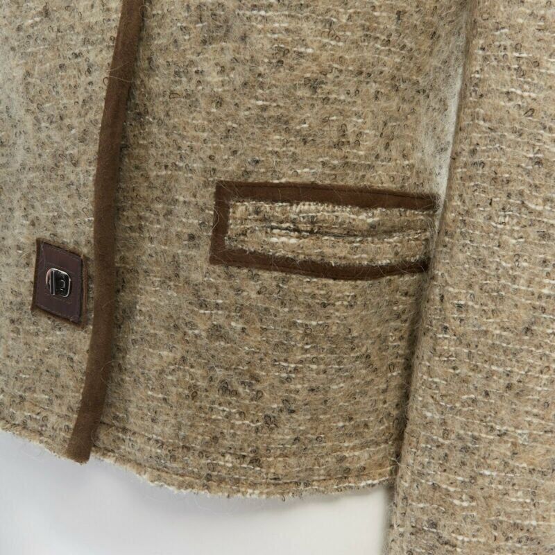 Isabel Marant ISABEL MARANT Kios brown virgin wool boucle suede trimmed twist lock jacket FR36 Size S / US 4 / IT 40 - 9 Thumbnail