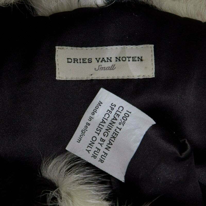 Dries Van Noten DRIES VAN NOTEN black white Tjekian goat fur high neck boxy sweater top S Size S / US 4 / IT 40 - 9 Thumbnail