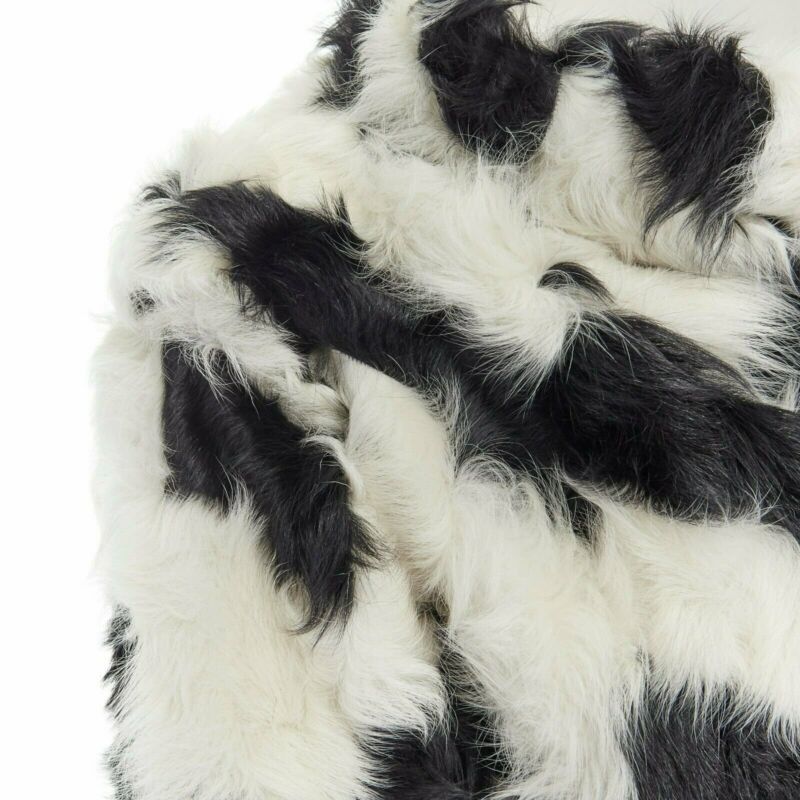 Dries Van Noten DRIES VAN NOTEN black white Tjekian goat fur high neck boxy sweater top S Size S / US 4 / IT 40 - 7 Thumbnail