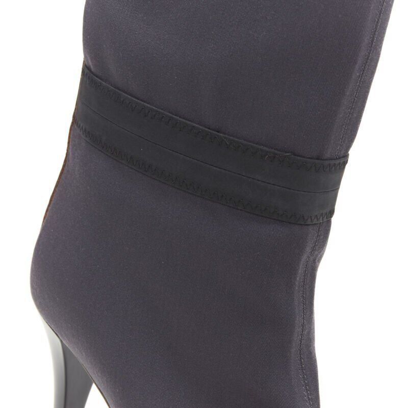 Marni MARNI grey fabric upper brown leather platform round toe high heel boot EU36 Size US 6 / IT 36 - 10 Thumbnail
