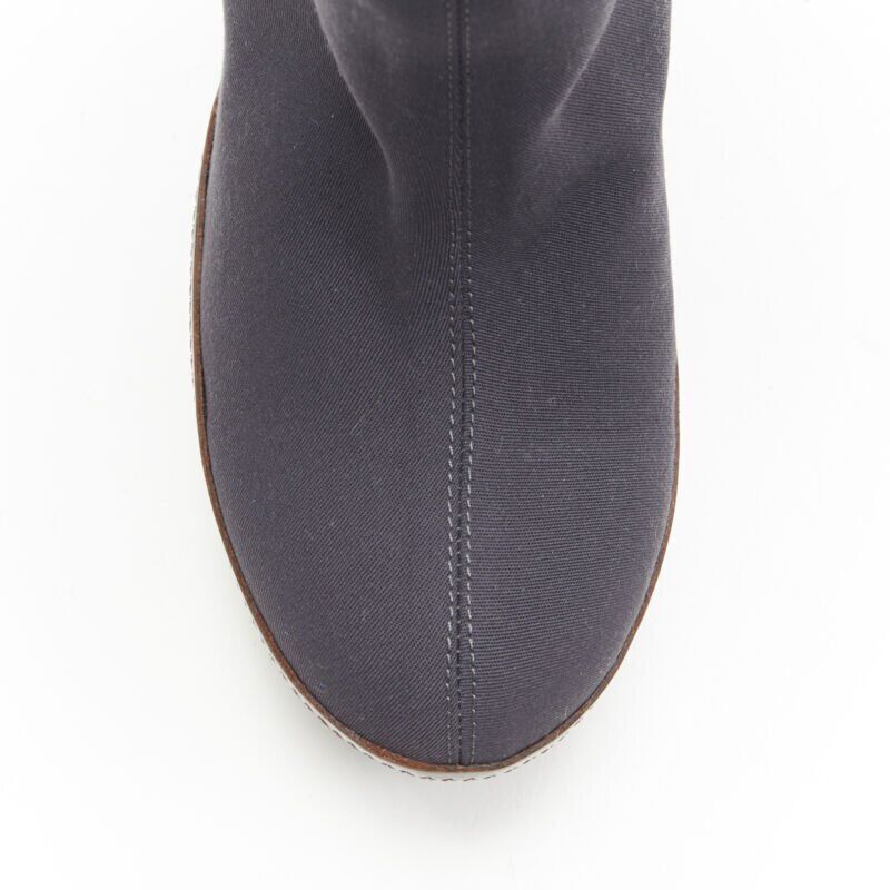 Marni MARNI grey fabric upper brown leather platform round toe high heel boot EU36 Size US 6 / IT 36 - 7 Thumbnail