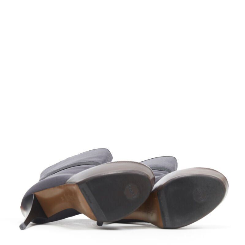 Marni MARNI grey fabric upper brown leather platform round toe high heel boot EU36 Size US 6 / IT 36 - 6 Thumbnail