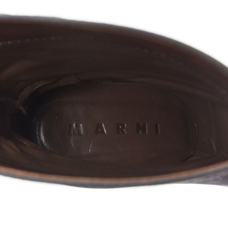 Marni MARNI grey fabric upper brown leather platform round toe high heel boot EU36 Size US 6 / IT 36 - 11 Thumbnail