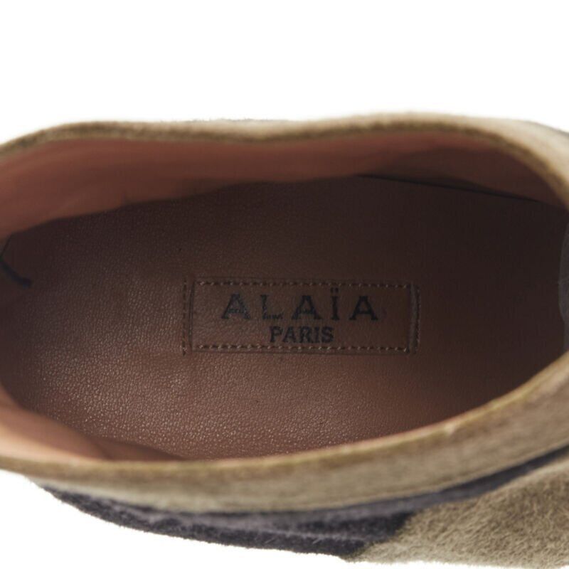 Alaia ALAIA black green suede leather cross strap platform high heel ankle bootie EU36 Size US 6 / IT 36 - 11 Thumbnail