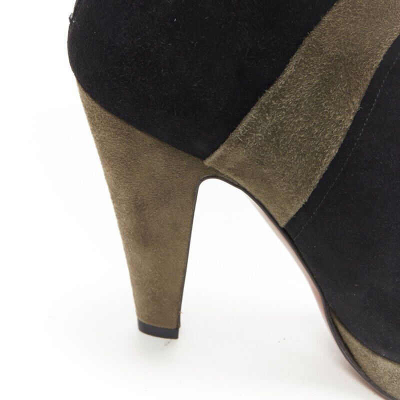 Alaia ALAIA black green suede leather cross strap platform high heel ankle bootie EU36 Size US 6 / IT 36 - 8 Thumbnail