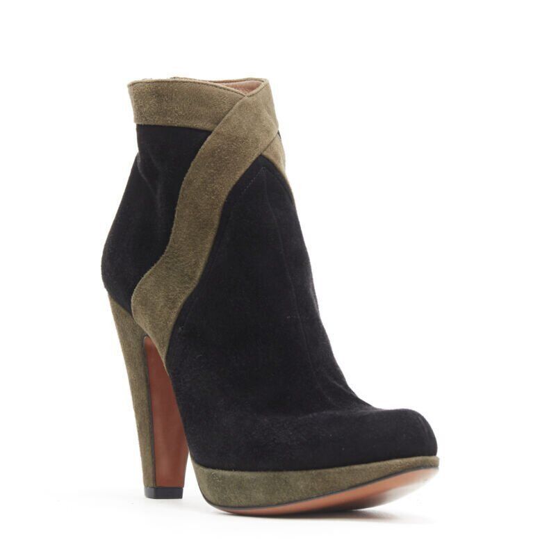 Alaia ALAIA black green suede leather cross strap platform high heel ankle bootie EU36 Size US 6 / IT 36 - 2 Thumbnail