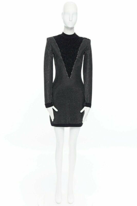 balmain black and silver dress Lukea Long Sleeve Satin Mini Dress Black main image 1