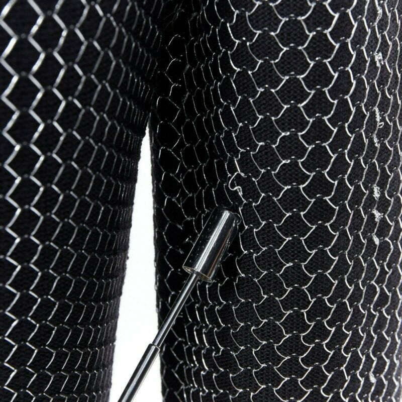 Balmain BALMAIN ROUSTEING black silver thread fluffy military button bodycon dress S Size S / US 4 / IT 40 - 11 Thumbnail