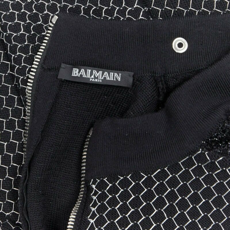 Balmain BALMAIN ROUSTEING black silver thread fluffy military button bodycon dress S Size S / US 4 / IT 40 - 12 Thumbnail