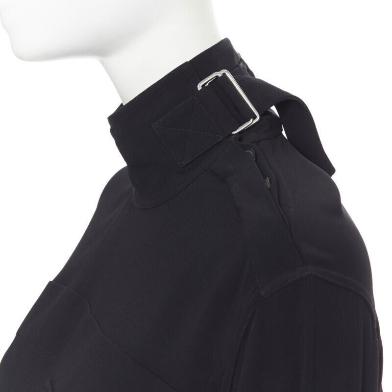 Victoria Beckham VICTORIA BECKHAM black crepe flap breast pocket strapped collar blouse top UK8 M Size S / US 4 / IT 40 - 2 Thumbnail