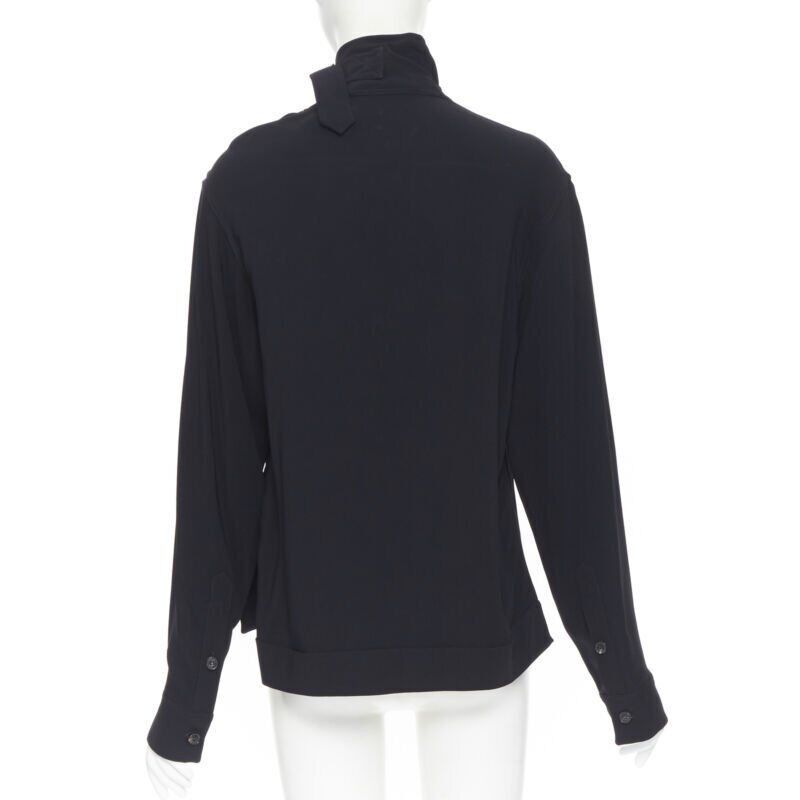 Victoria Beckham VICTORIA BECKHAM black crepe flap breast pocket strapped collar blouse top UK8 M Size S / US 4 / IT 40 - 6 Thumbnail