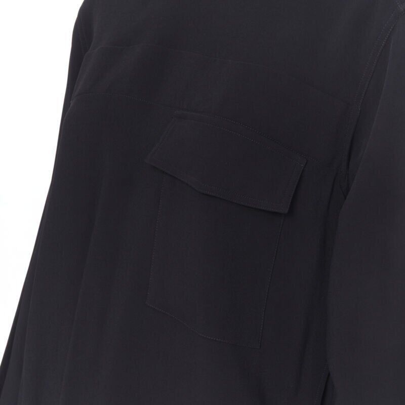 Victoria Beckham VICTORIA BECKHAM black crepe flap breast pocket strapped collar blouse top UK8 M Size S / US 4 / IT 40 - 10 Thumbnail