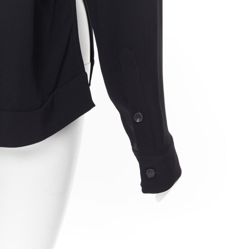 Victoria Beckham VICTORIA BECKHAM black crepe flap breast pocket strapped collar blouse top UK8 M Size S / US 4 / IT 40 - 9 Thumbnail