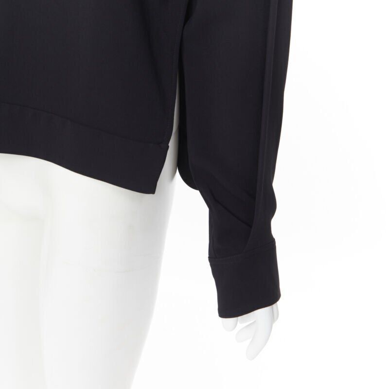 Victoria Beckham VICTORIA BECKHAM black crepe flap breast pocket strapped collar blouse top UK8 M Size S / US 4 / IT 40 - 8 Thumbnail
