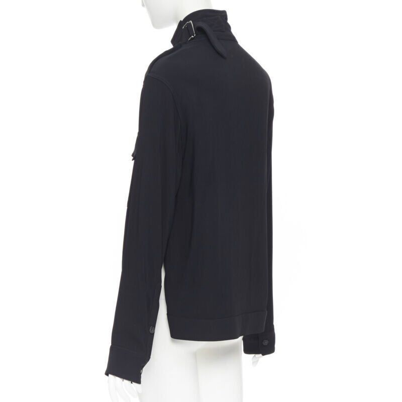 Victoria Beckham VICTORIA BECKHAM black crepe flap breast pocket strapped collar blouse top UK8 M Size S / US 4 / IT 40 - 7 Thumbnail