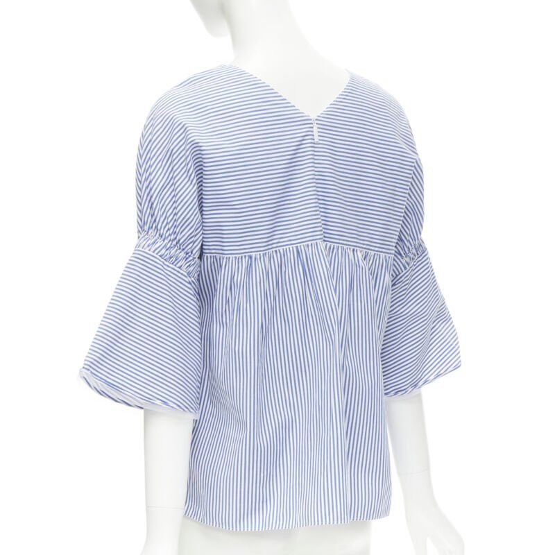 Tibi TIBI blue white striped cotton bell sleeves flared back top XS Size XS / US 0-2 / IT 36-38 - 6 Thumbnail