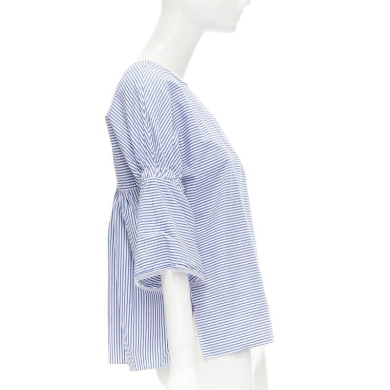 Tibi TIBI blue white striped cotton bell sleeves flared back top XS Size XS / US 0-2 / IT 36-38 - 4 Thumbnail