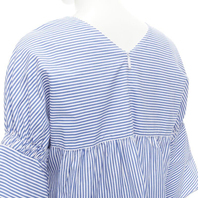 Tibi TIBI blue white striped cotton bell sleeves flared back top XS Size XS / US 0-2 / IT 36-38 - 7 Thumbnail