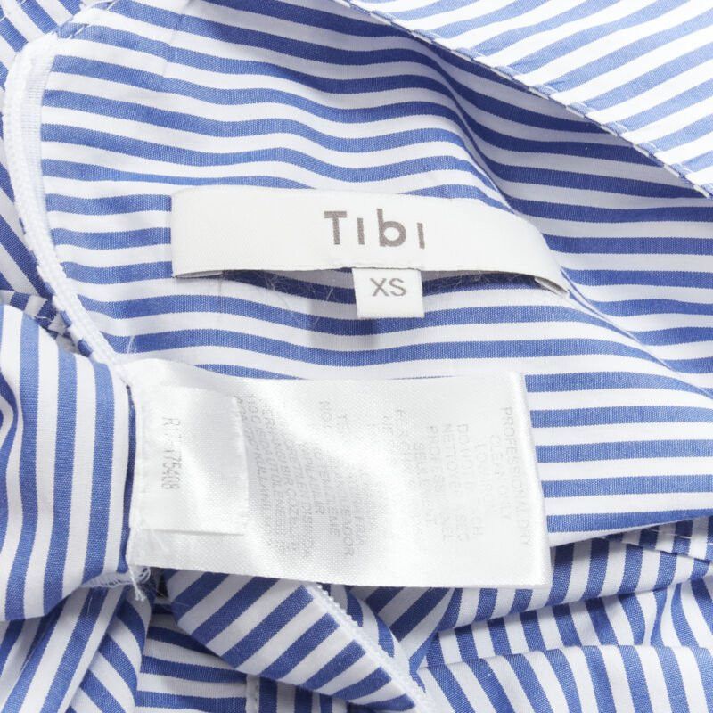 Tibi TIBI blue white striped cotton bell sleeves flared back top XS Size XS / US 0-2 / IT 36-38 - 8 Thumbnail