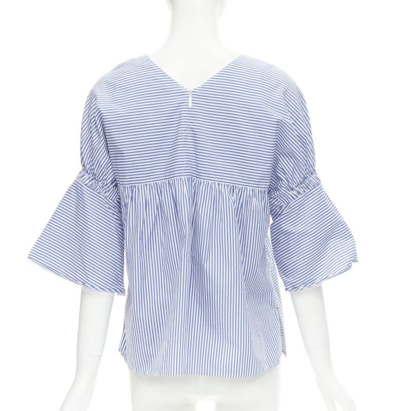 Tibi TIBI blue white striped cotton bell sleeves flared back top XS Size XS / US 0-2 / IT 36-38 - 5 Thumbnail
