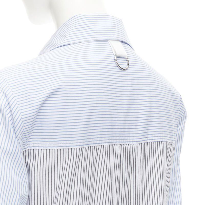 Tibi TIBI blue grey striped cotton asymmetric pockets flutter skirt shirt dress XS Size XS / US 0-2 / IT 36-38 - 2 Thumbnail