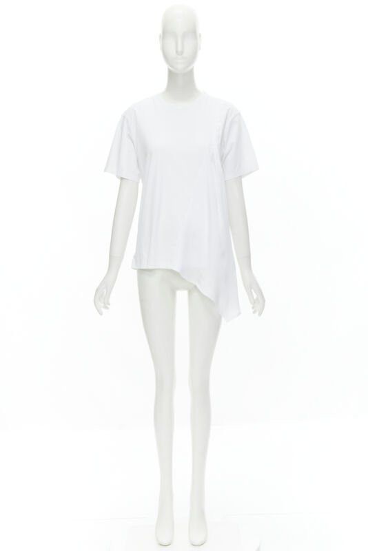 Victoria Beckham VVB VICTORIA BECKHAM 100% cotton polyester insert asymmetric t-shirt S Size S / US 4 / IT 40 - 9 Thumbnail