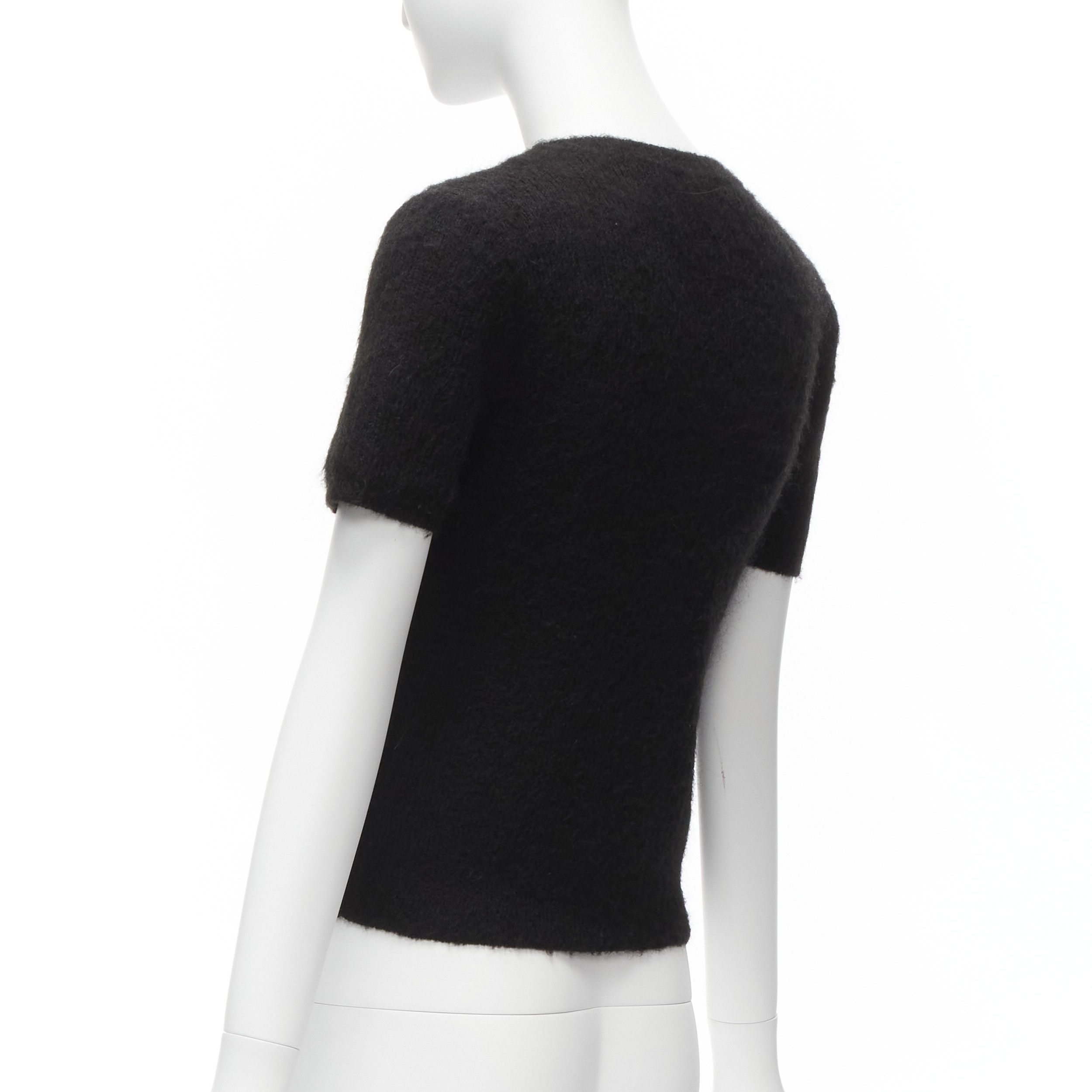 Moschino rare MOSCHINO BOUTIQUE black winking cat 3D ears furry cropped sweater IT42 M Size M / US 6-8 / IT 42-44 - 6 Thumbnail