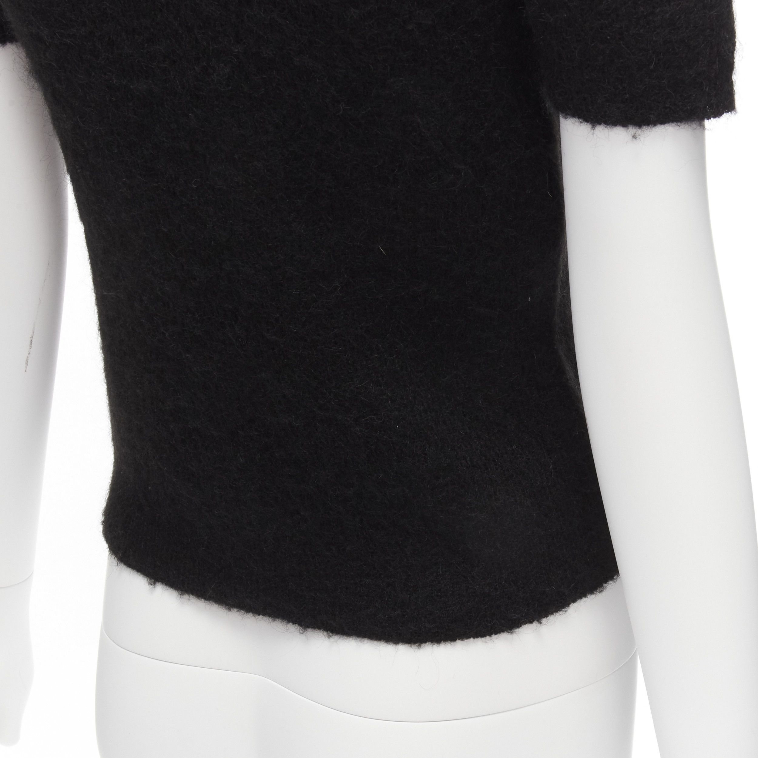 Moschino rare MOSCHINO BOUTIQUE black winking cat 3D ears furry cropped sweater IT42 M Size M / US 6-8 / IT 42-44 - 8 Thumbnail