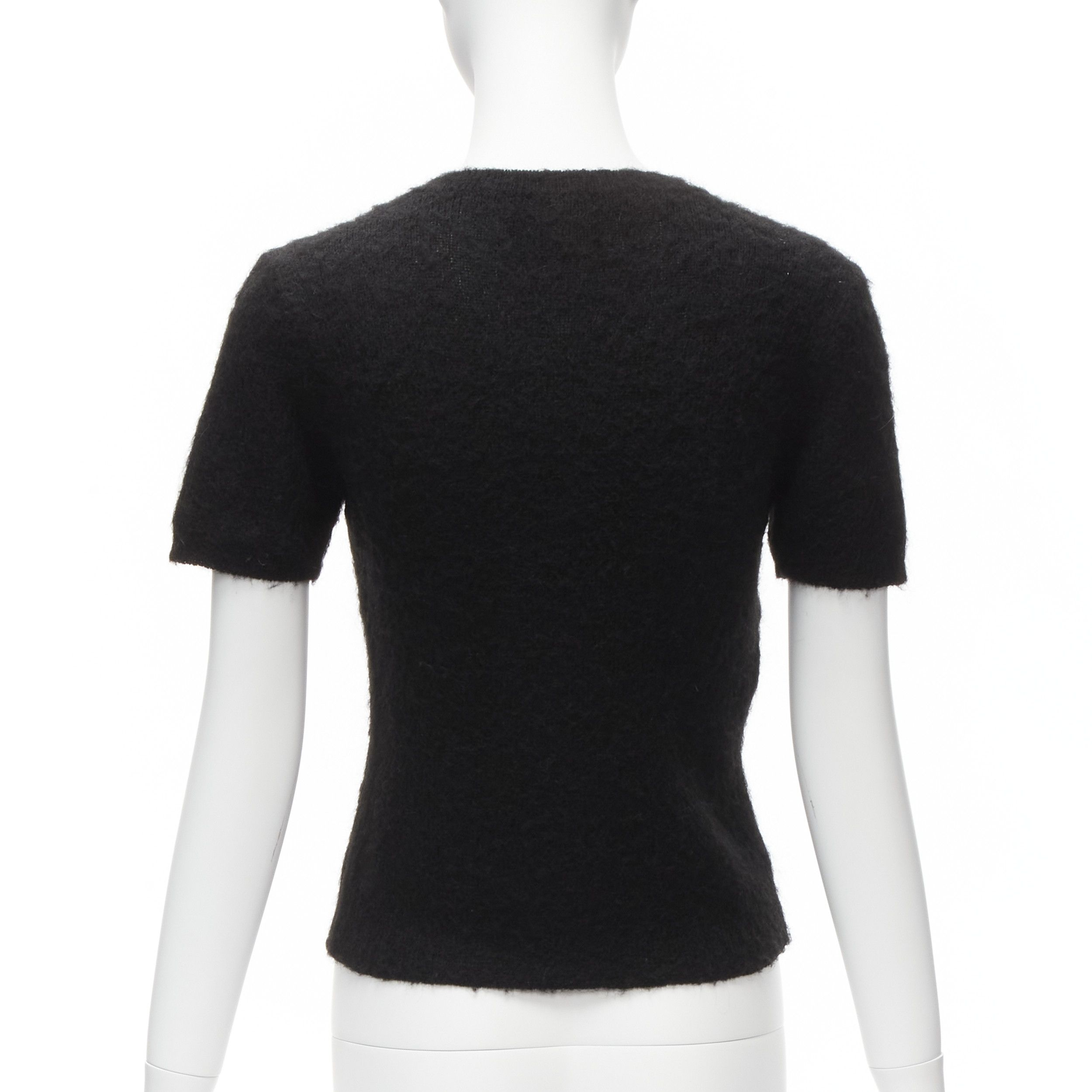 Moschino rare MOSCHINO BOUTIQUE black winking cat 3D ears furry cropped sweater IT42 M Size M / US 6-8 / IT 42-44 - 5 Thumbnail