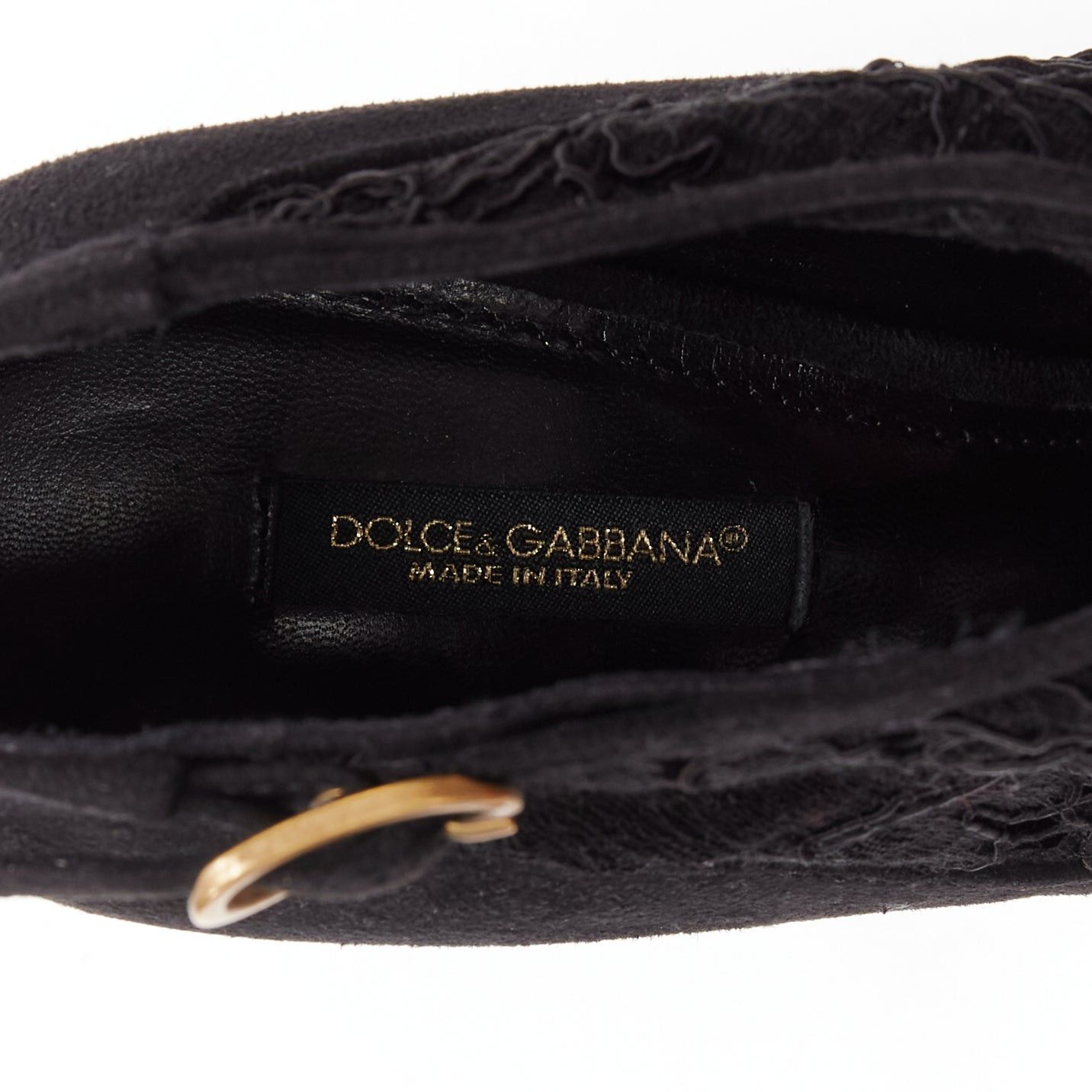 Dolce & Gabbana DOLCE GABBANA black suede floral lace ankle high heel ankle booties EU36 Size US 6 / IT 36 - 9 Thumbnail