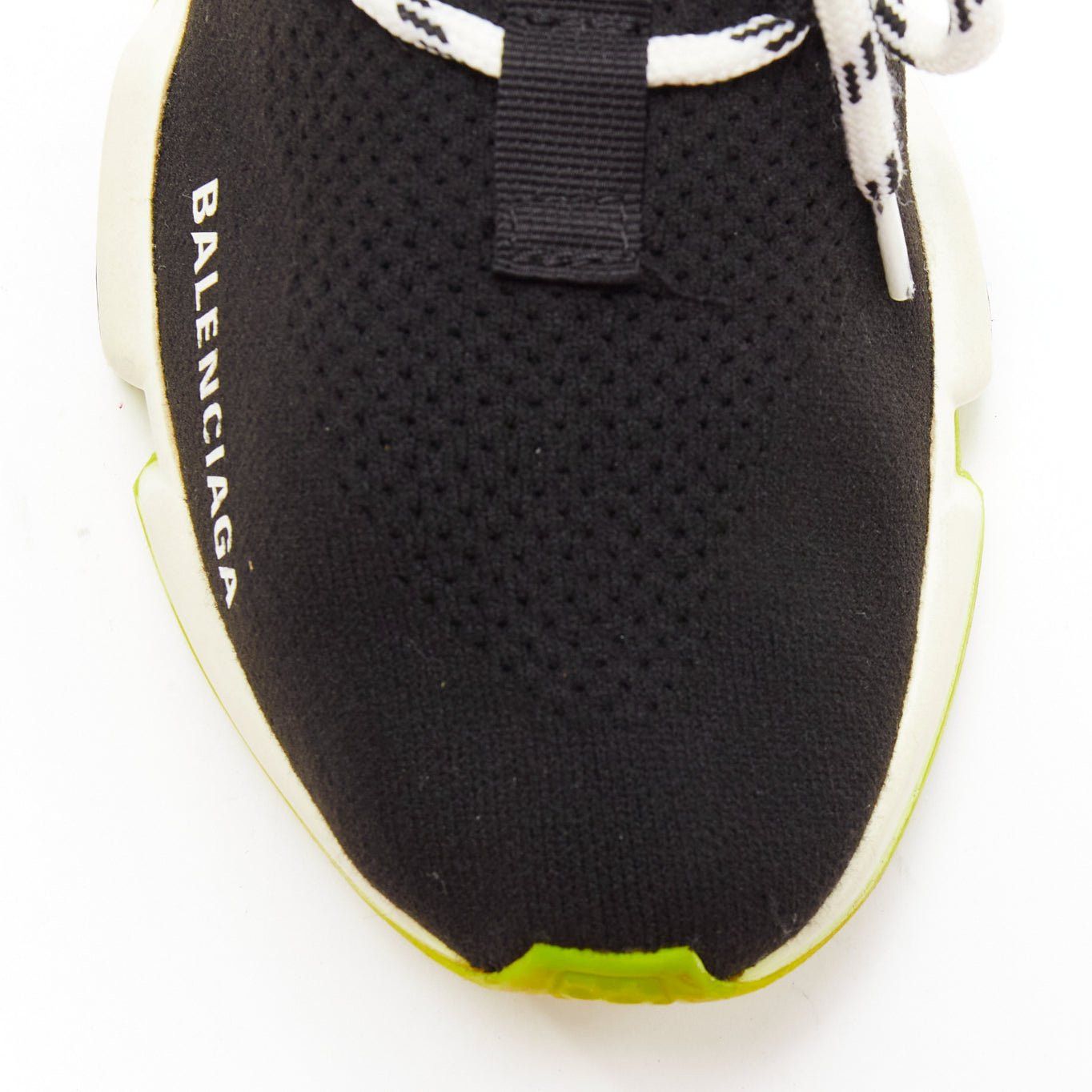 Balenciaga BALENCIAGA Speed black fabric neon yellow sole sock sneakers EU37 Size US 7 / IT 37 - 6 Thumbnail