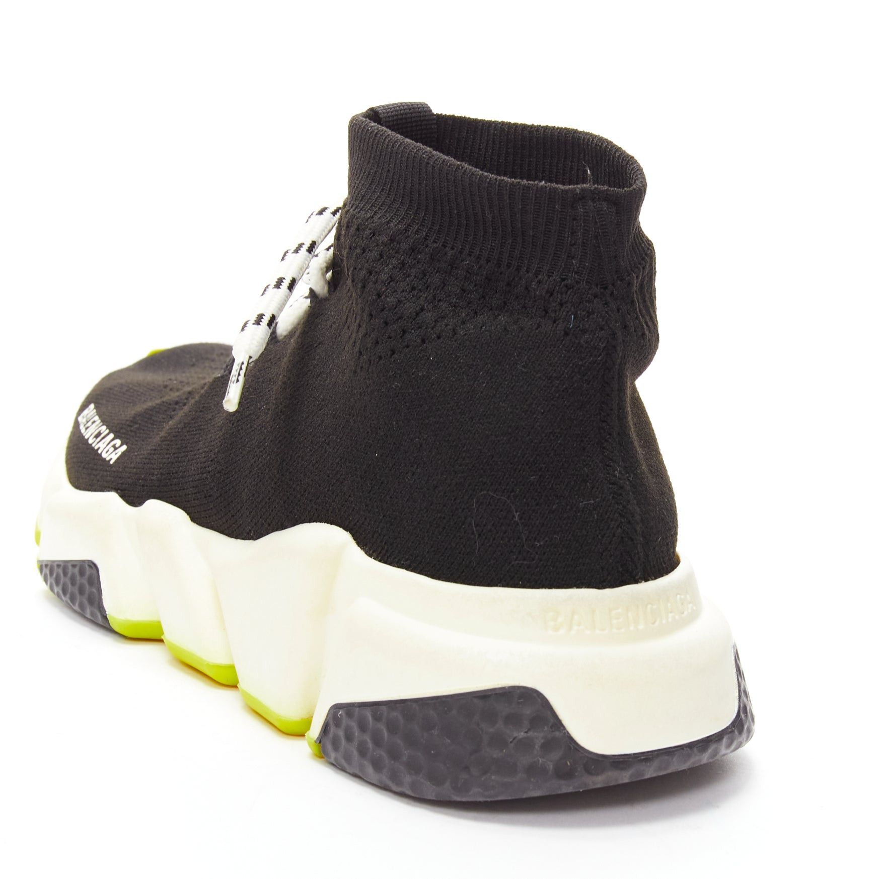 Balenciaga BALENCIAGA Speed black fabric neon yellow sole sock sneakers EU37 Size US 7 / IT 37 - 7 Thumbnail