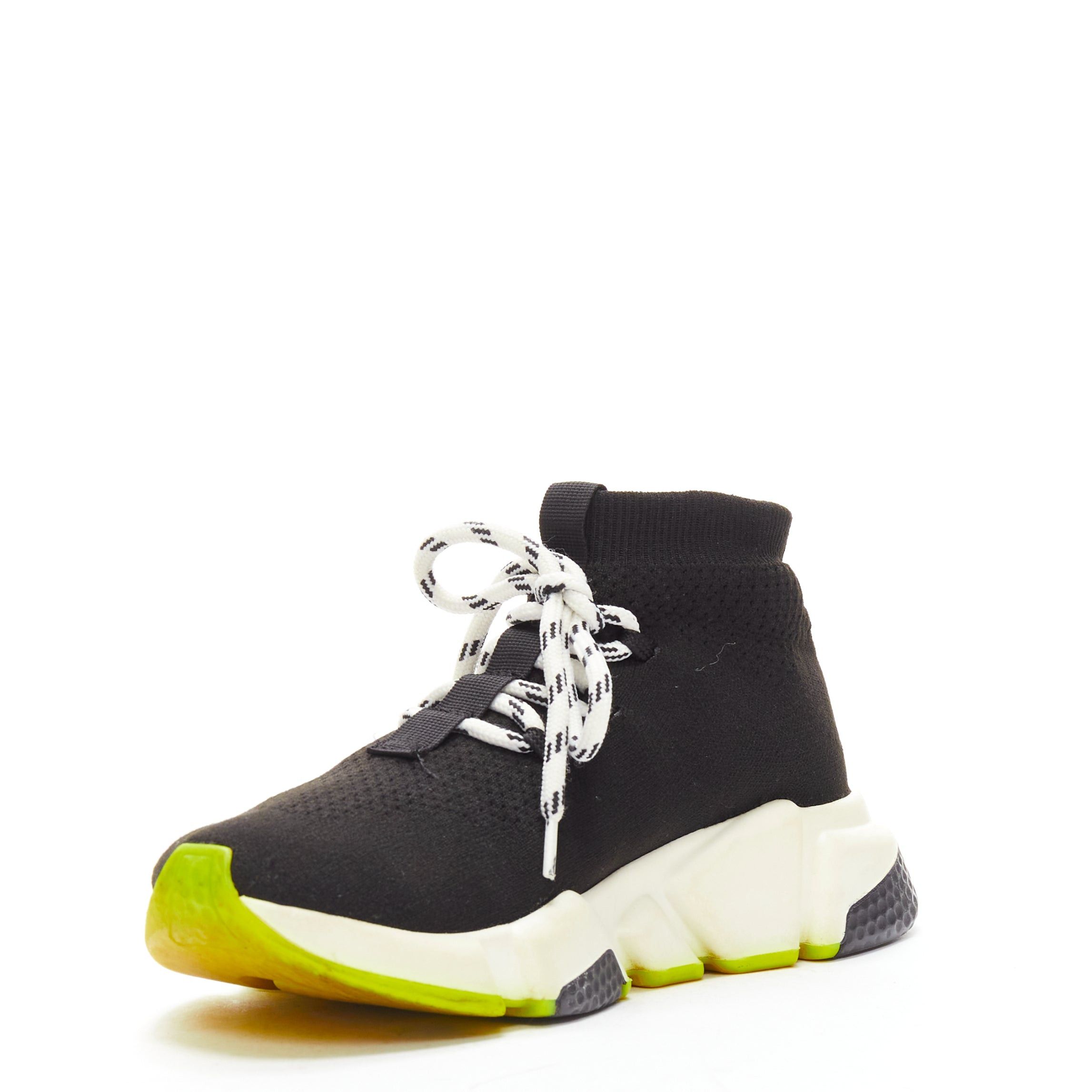 Balenciaga BALENCIAGA Speed black fabric neon yellow sole sock sneakers EU37 Size US 7 / IT 37 - 4 Thumbnail
