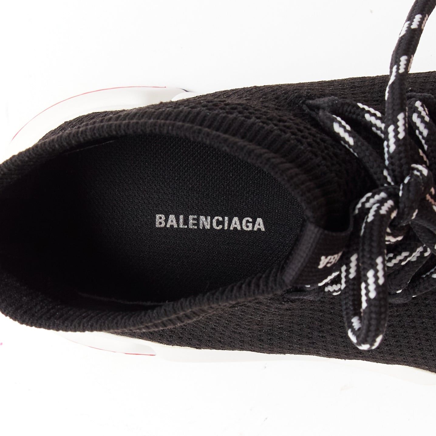 Balenciaga BALENCIAGA Speed black white red logo laced sock sneakers EU40 Size US 7 / EU 40 - 10 Thumbnail