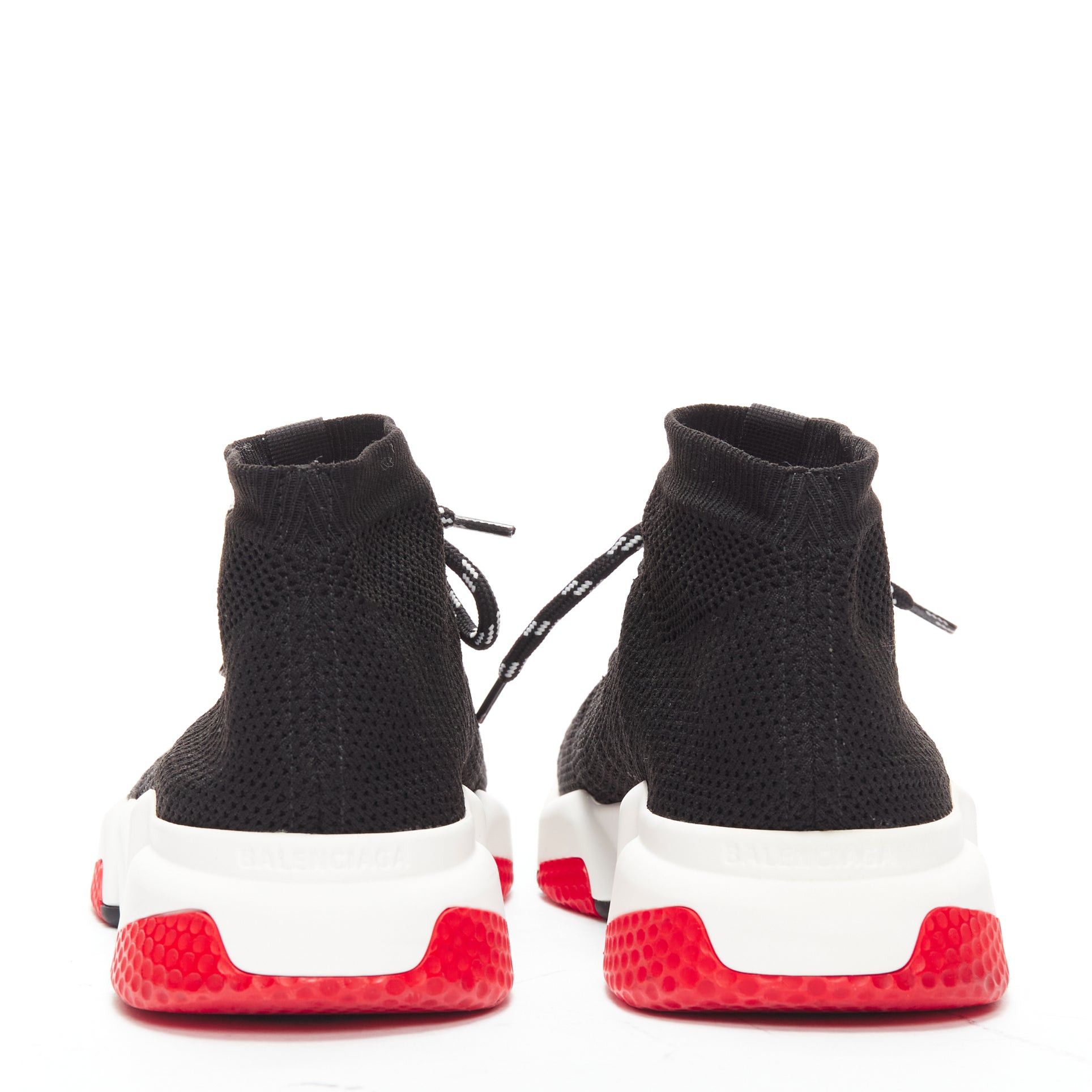 Balenciaga BALENCIAGA Speed black white red logo laced sock sneakers EU40 Size US 7 / EU 40 - 5 Thumbnail