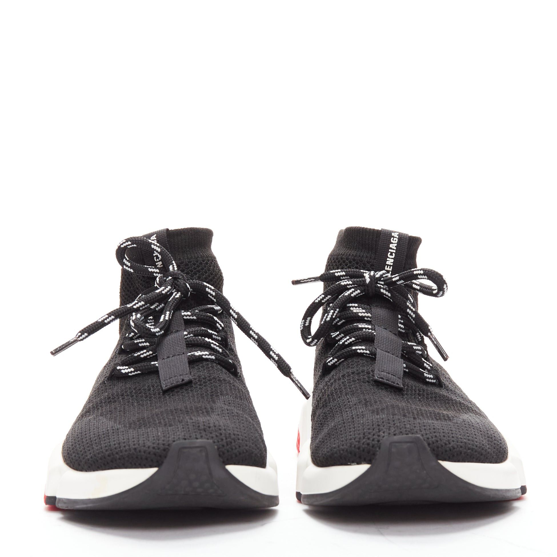 Balenciaga BALENCIAGA Speed black white red logo laced sock sneakers EU40 Size US 7 / EU 40 - 3 Thumbnail