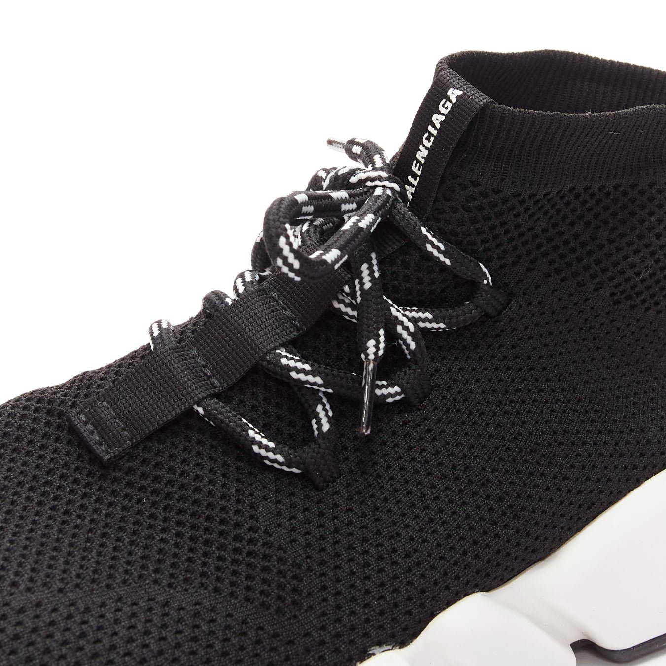 Balenciaga BALENCIAGA Speed black white red logo laced sock sneakers EU40 Size US 7 / EU 40 - 7 Thumbnail
