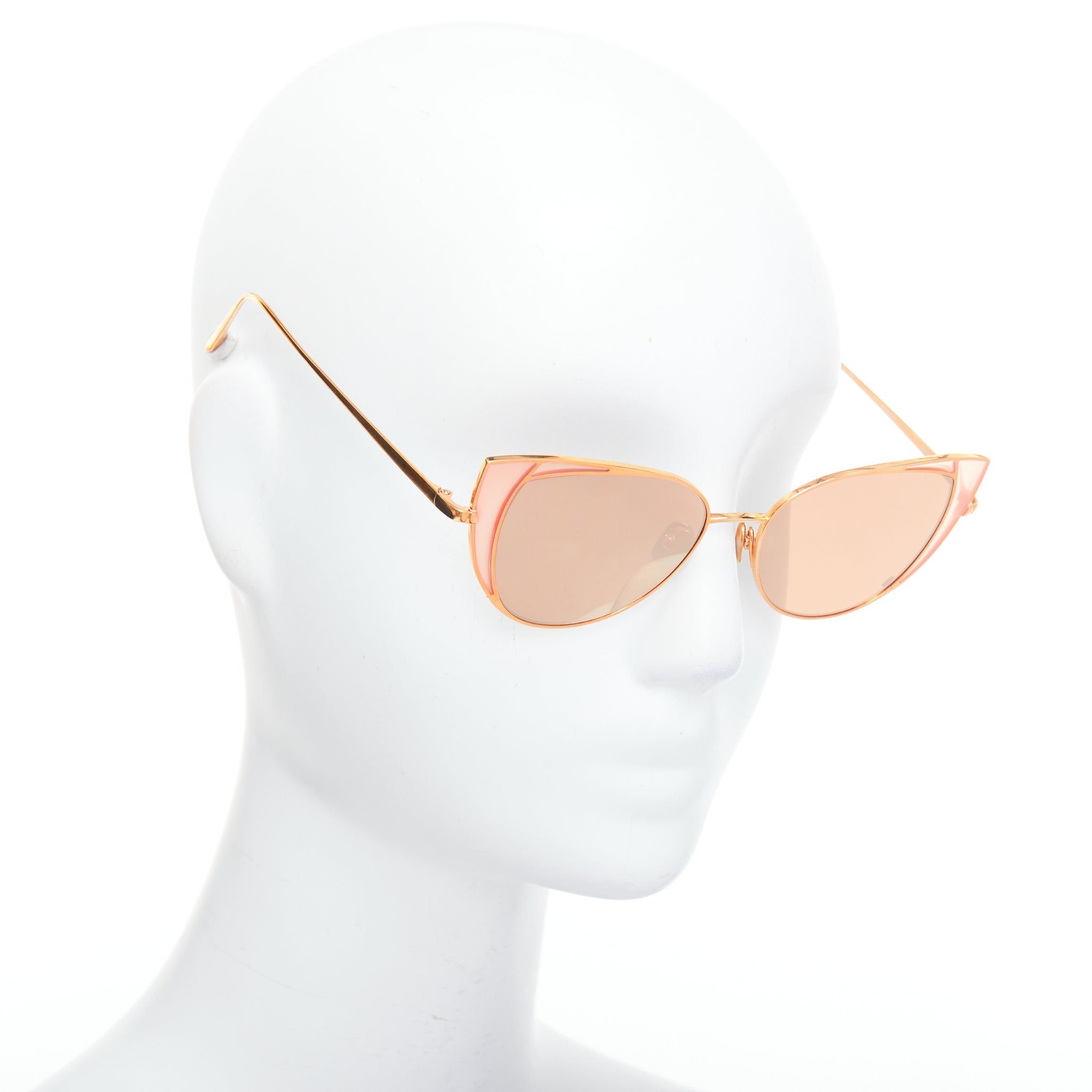 Linda Farrow LINDA FARROW Des Voeux LFL855/6 rose gold peach cat eye sunglasses Size ONE SIZE - 3 Thumbnail