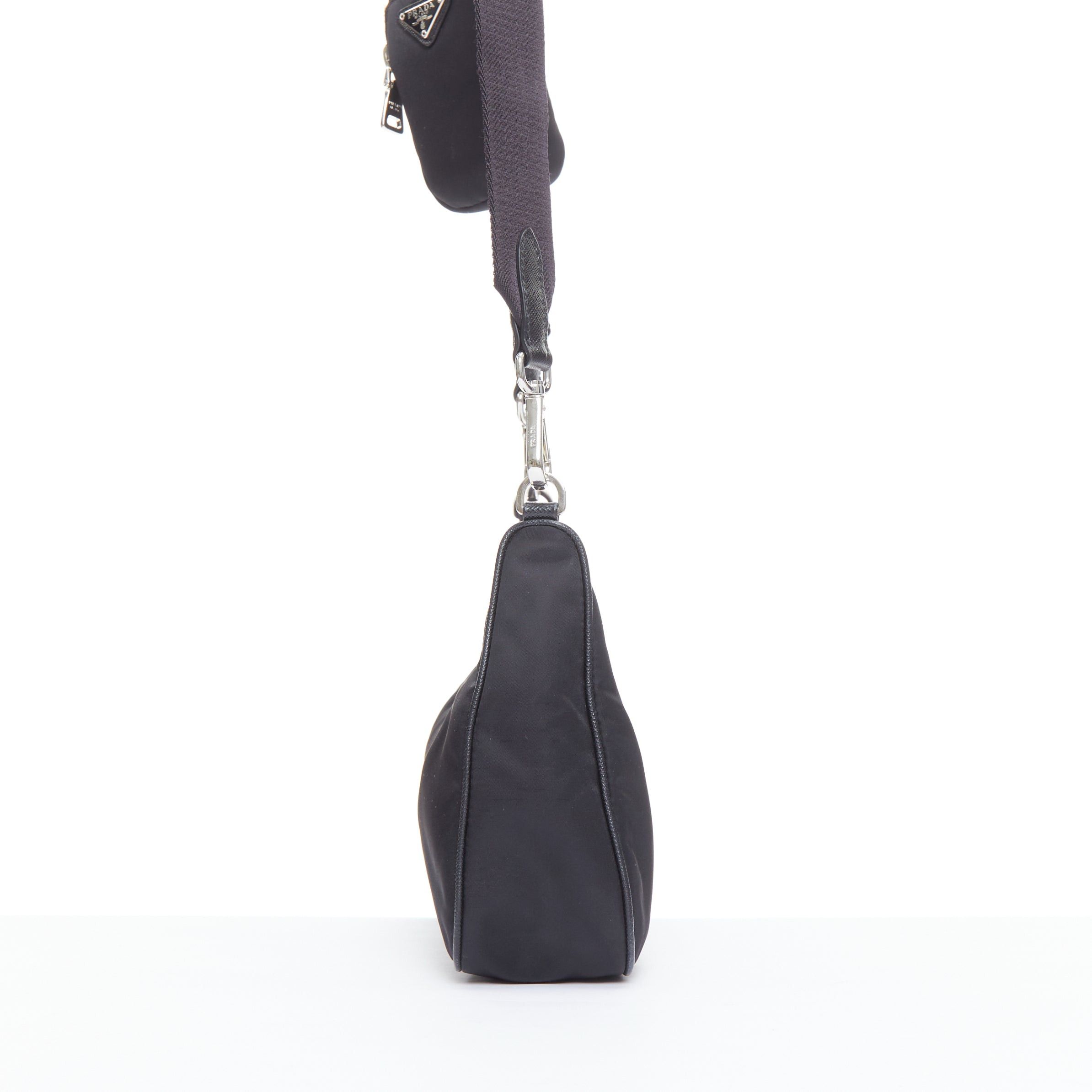 Prada PRADA Re-Edition 30 Re-Nylon 3 in 1 black nylon logo crossbody hobo bag Size ONE SIZE - 4 Thumbnail