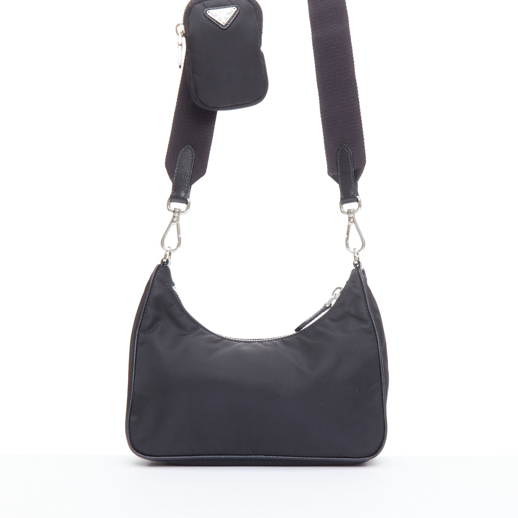 Prada PRADA Re-Edition 30 Re-Nylon 3 in 1 black nylon logo crossbody hobo bag Size ONE SIZE - 5 Thumbnail