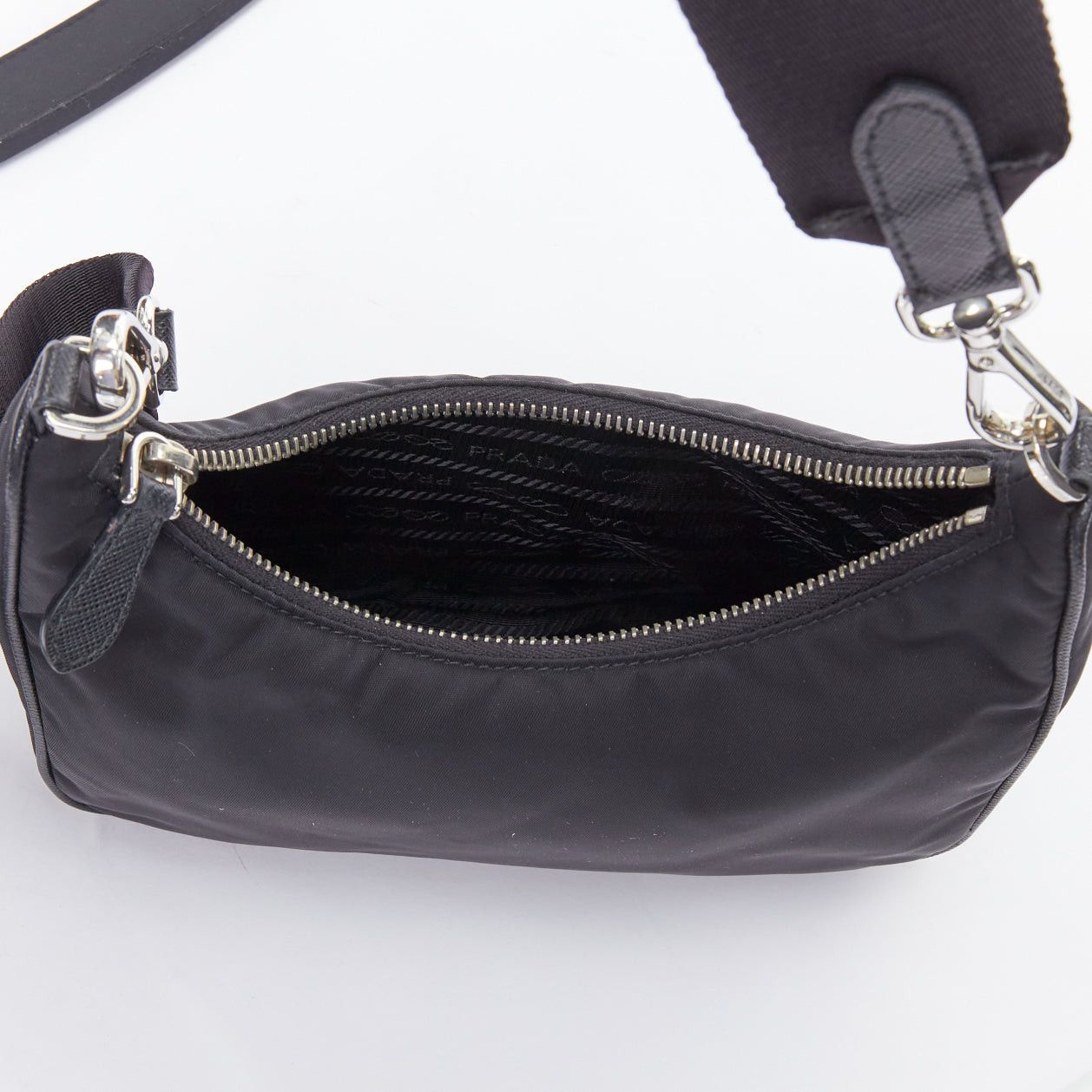 Prada PRADA Re-Edition 30 Re-Nylon 3 in 1 black nylon logo crossbody hobo bag Size ONE SIZE - 9 Thumbnail