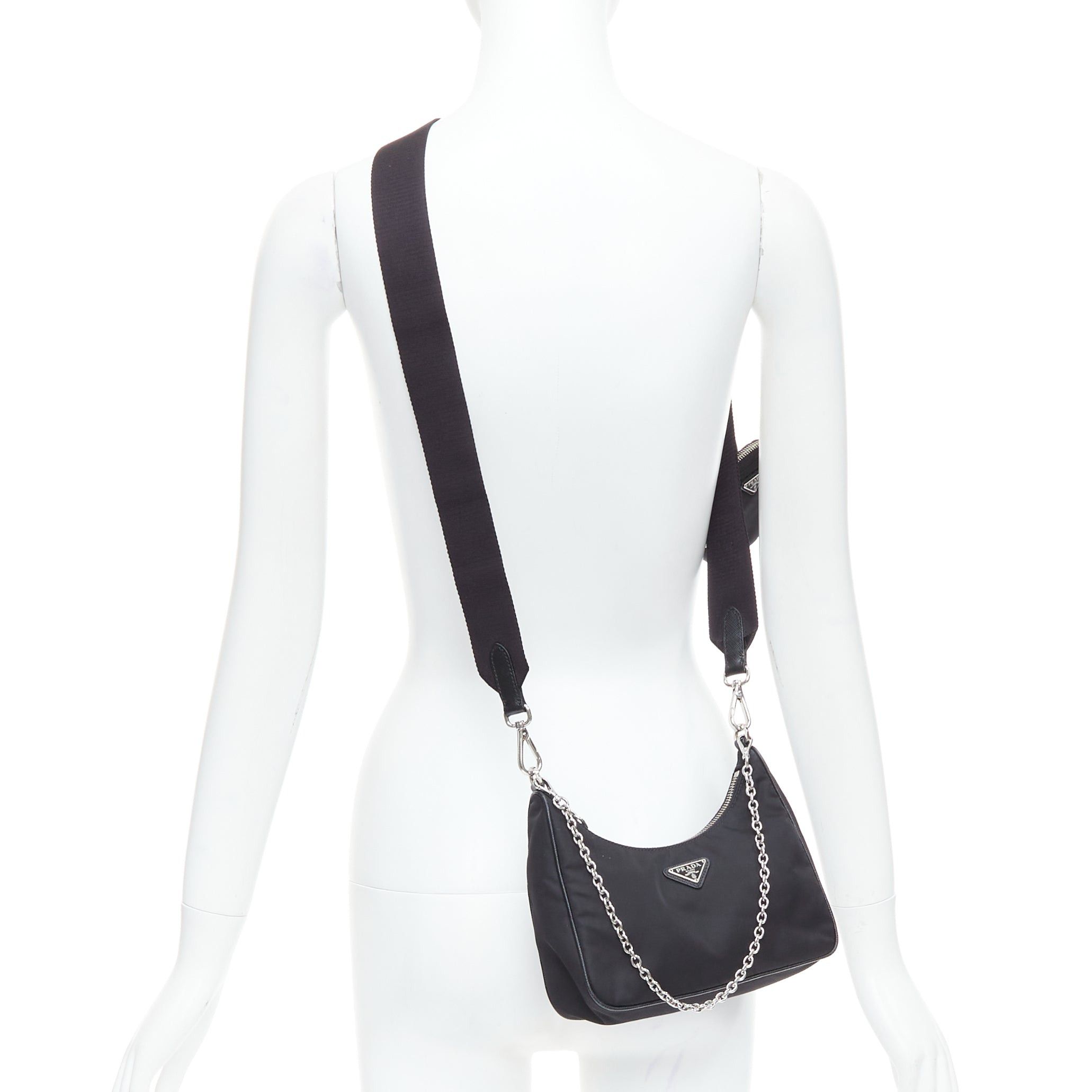 Prada PRADA Re-Edition 30 Re-Nylon 3 in 1 black nylon logo crossbody hobo bag Size ONE SIZE - 2 Thumbnail