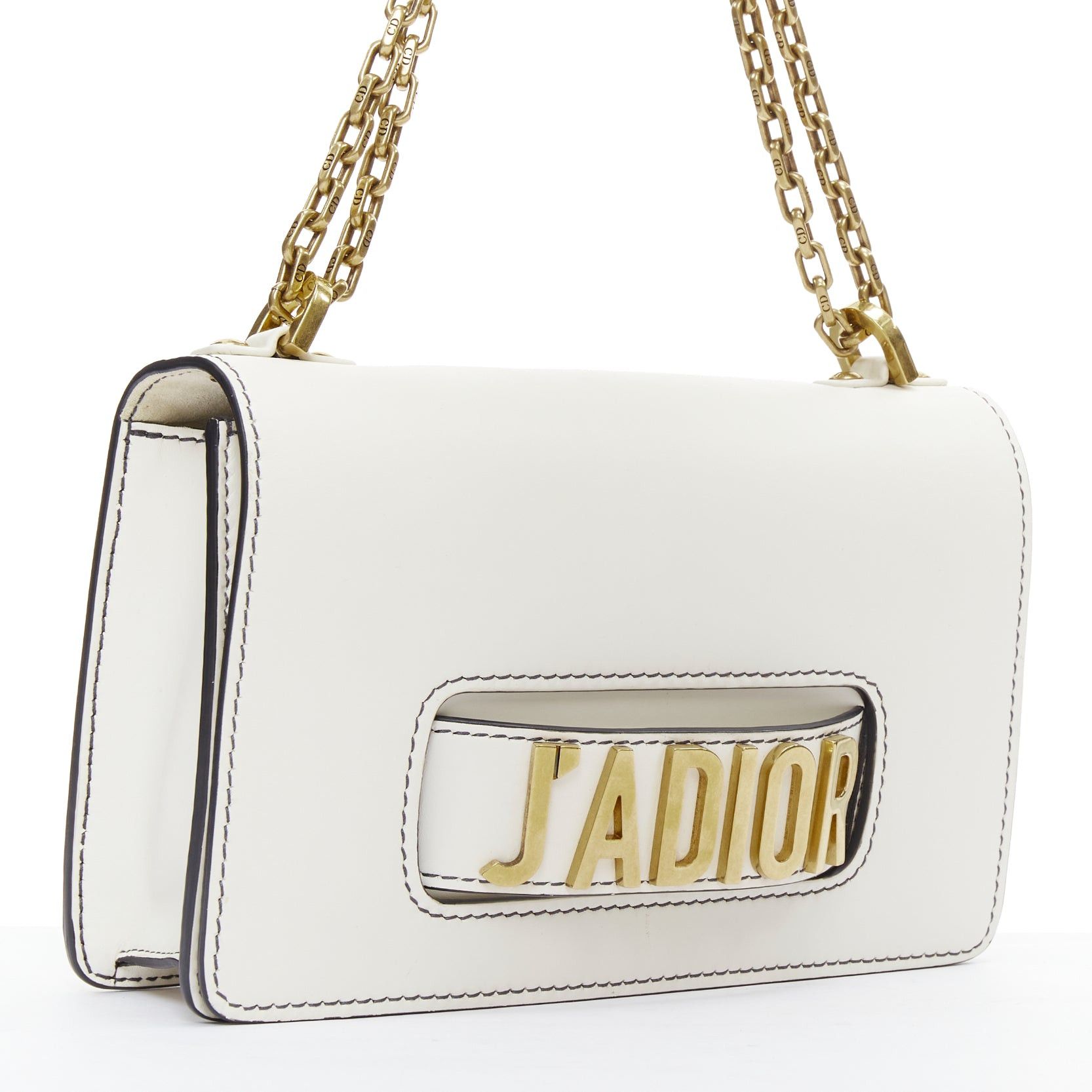 Dior DIOR J'Adior Medium white leather gold letter chain flap crossbody bag Size ONE SIZE - 3 Thumbnail