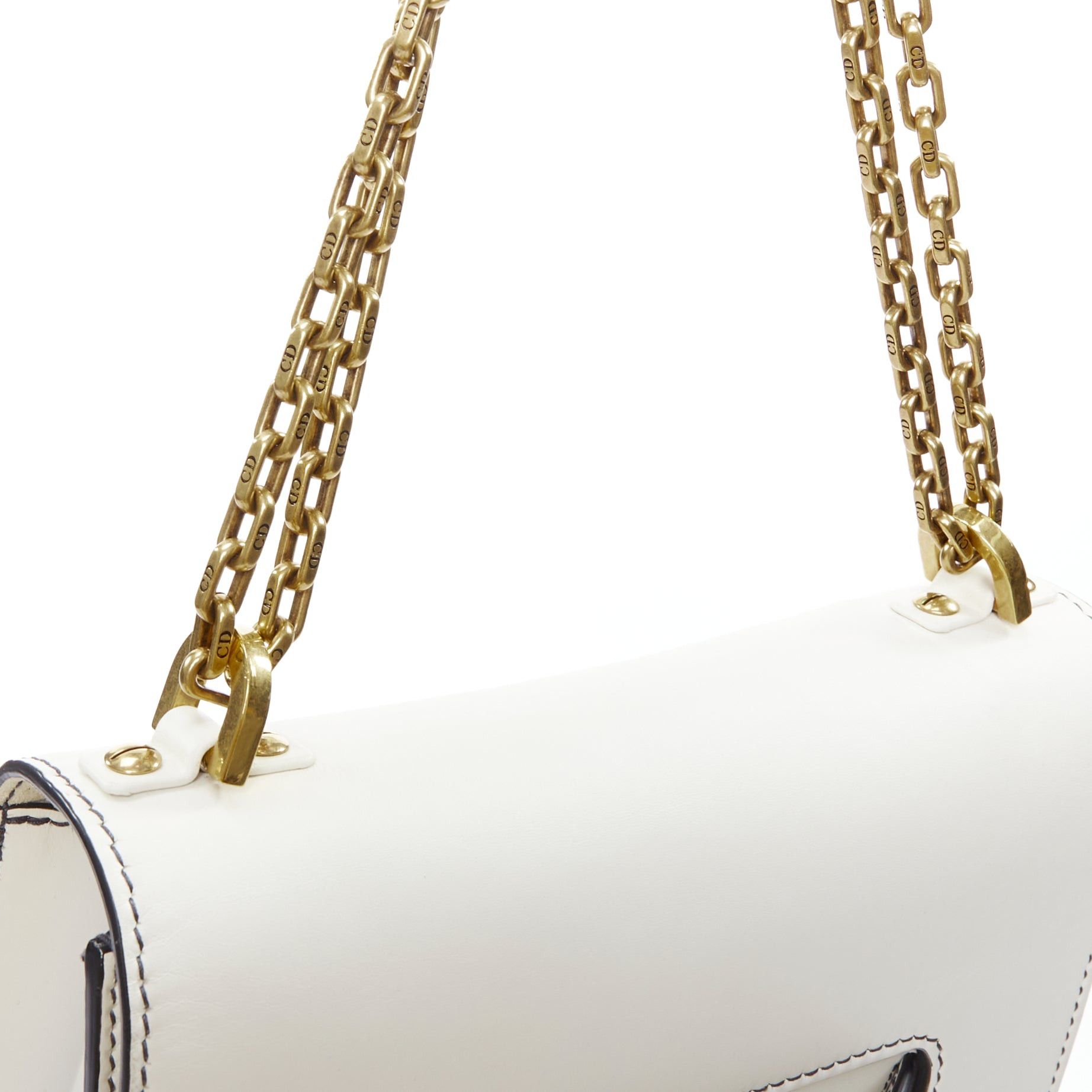 Dior DIOR J'Adior Medium white leather gold letter chain flap crossbody bag Size ONE SIZE - 8 Thumbnail