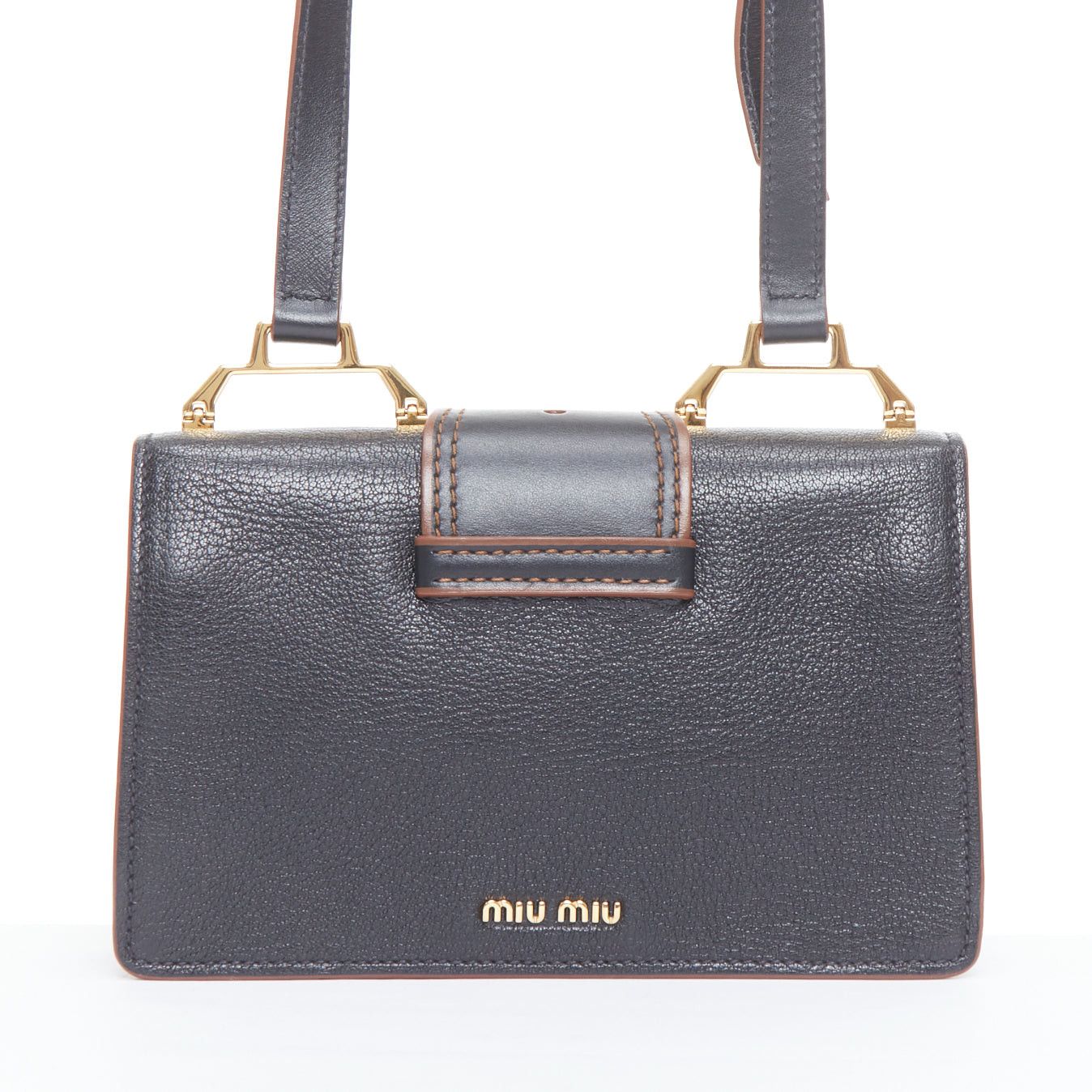 Miu Miu MIU MIU Lady black leather colorful rhinestone buckle flap crossbody bag Size ONE SIZE - 5 Thumbnail