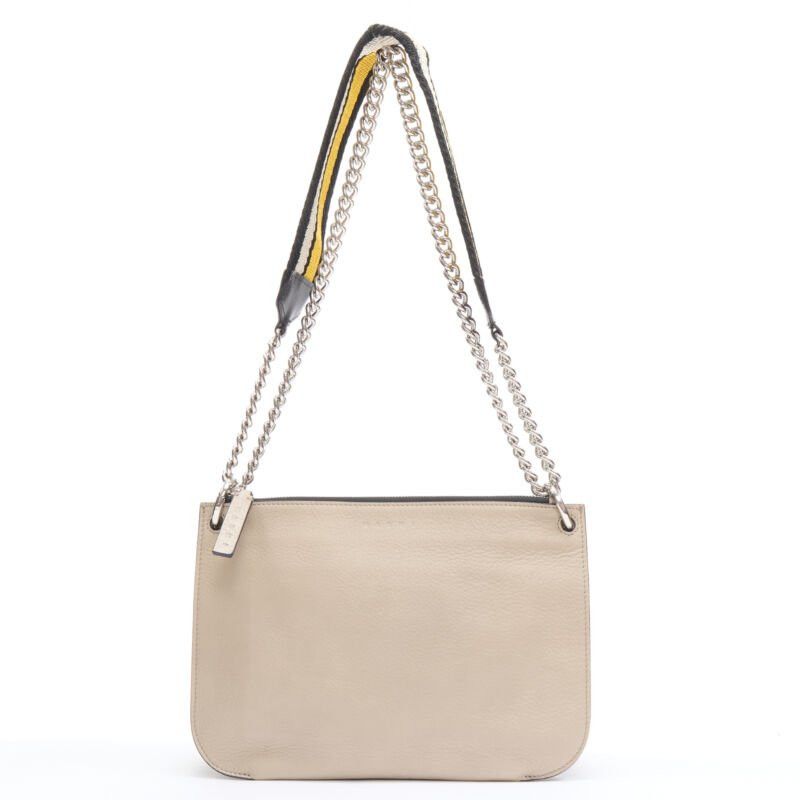 Marni MARNI stone grey silver lock dual zip pouch chain sport strap crossbody bag Size ONE SIZE - 5 Thumbnail